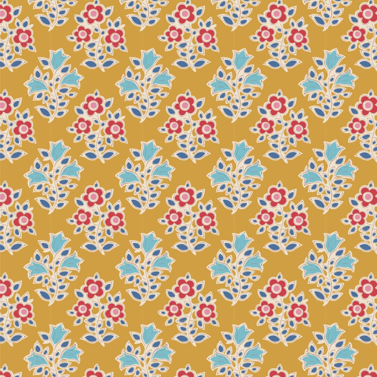 Tilda Patchwork Stoff Baumwolle - Jubilee - Farm Flowers Mustard
